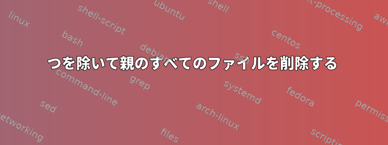 1つを除いて親のすべてのファイルを削除する