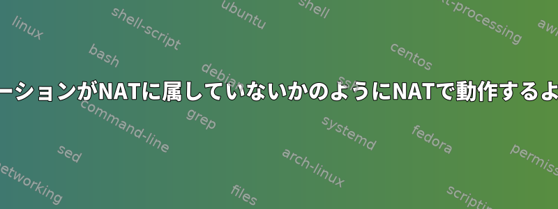 アプリケーションがNATに属していないかのようにNATで動作するようにする