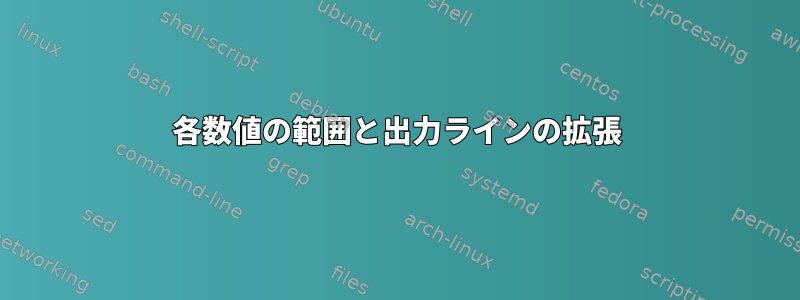 各数値の範囲と出力ラインの拡張