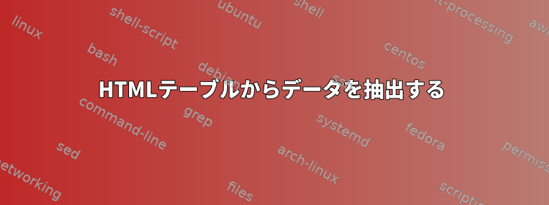 HTMLテーブルからデータを抽出する