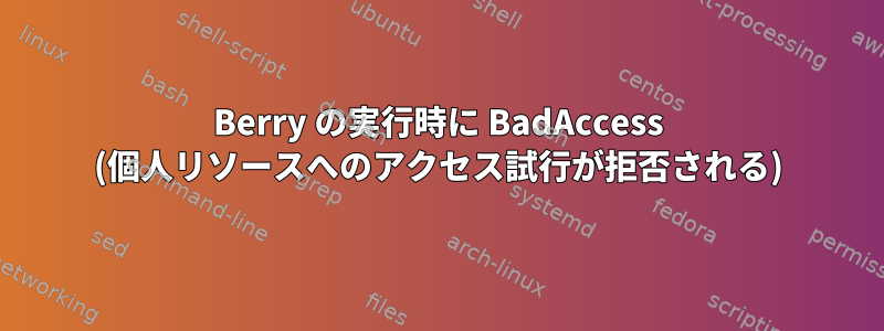 Berry の実行時に BadAccess (個人リソースへのアクセス試行が拒否される)