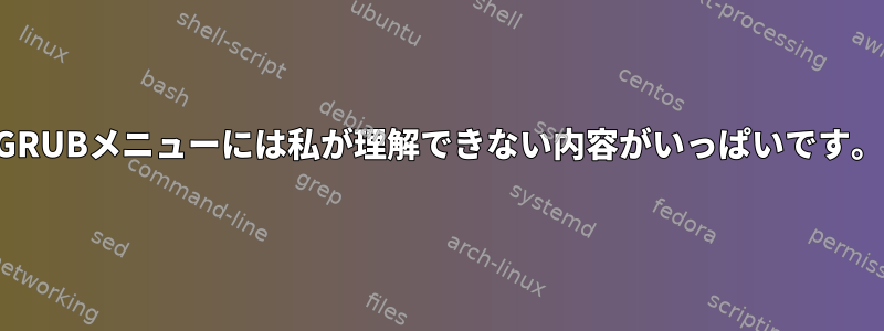 GRUBメニューには私が理解できない内容がいっぱいです。