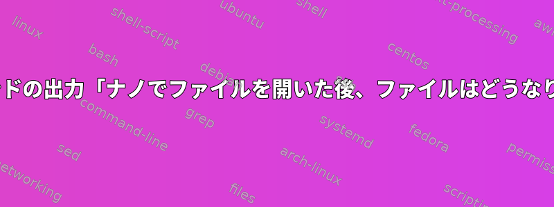 "file"コマンドの出力「ナノでファイルを開いた後、ファイルはどうなりましたか？