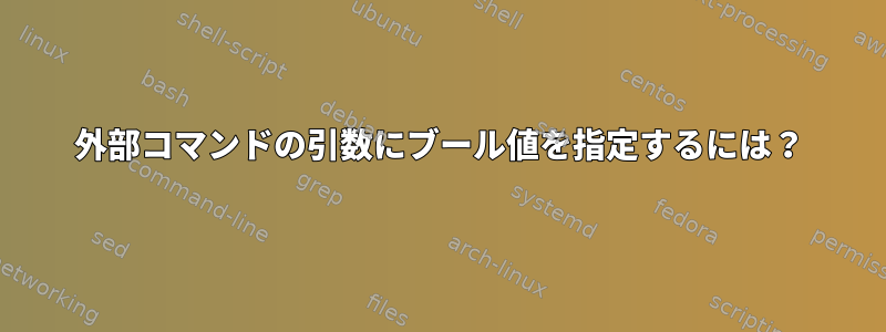 外部コマンドの引数にブール値を指定するには？