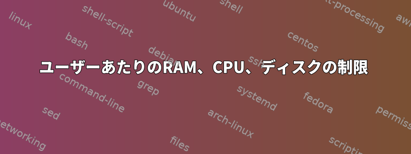 ユーザーあたりのRAM、CPU、ディスクの制限