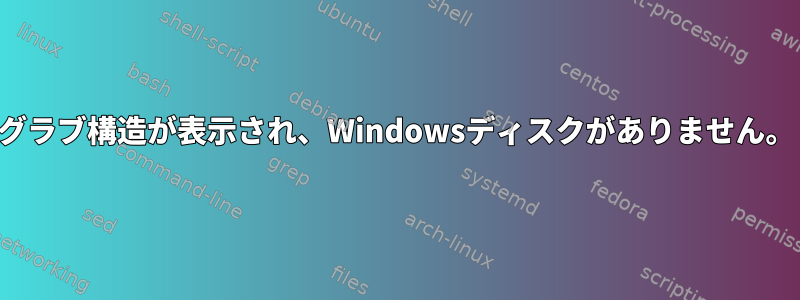 グラブ構造が表示され、Windowsディスクがありません。