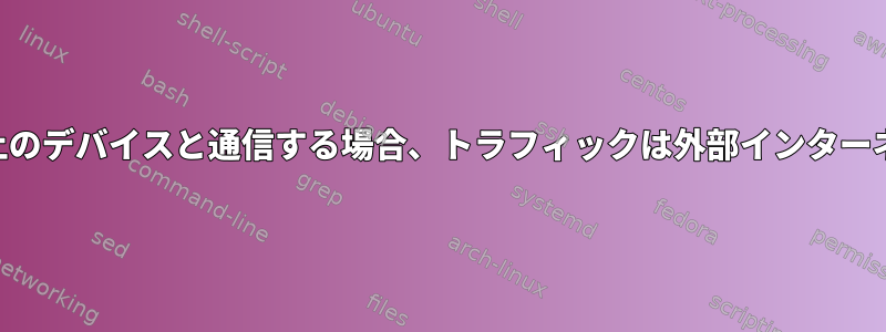 外部IPを使用してLAN上のデバイスと通信する場合、トラフィックは外部インターネットを通過しますか？