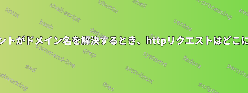 DNSクライアントがドメイン名を解決するとき、httpリクエストはどこにありますか？