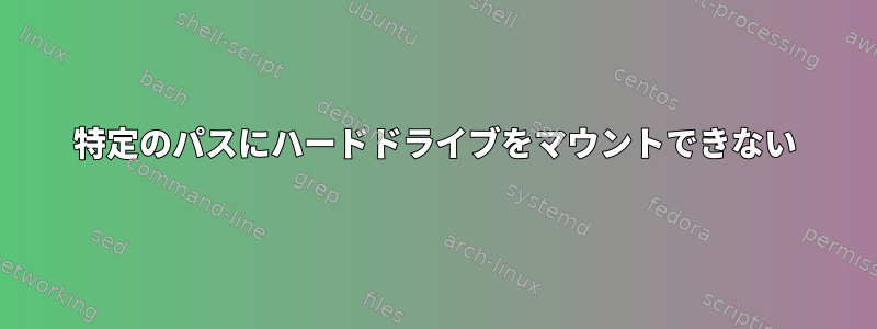 特定のパスにハードドライブをマウントできない