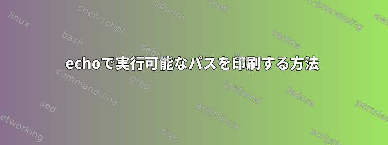 echoで実行可能なパスを印刷する方法