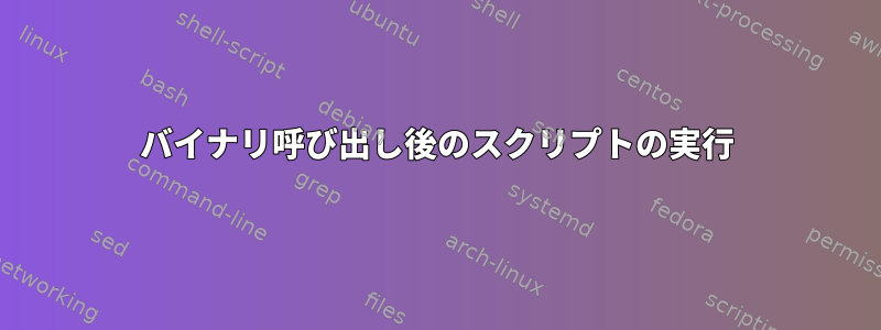 バイナリ呼び出し後のスクリプトの実行