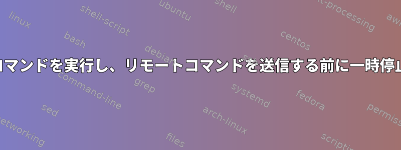 SSH経由でリモートコマンドを実行し、リモートコマンドを送信する前に一時停止する必要があります