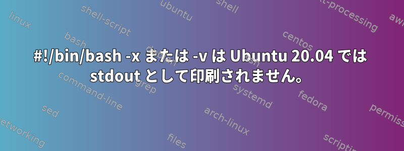 #!/bin/bash -x または -v は Ubuntu 20.04 では stdout として印刷されません。