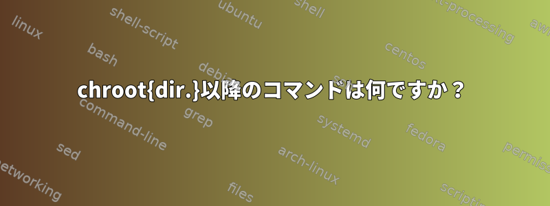 chroot{dir.}以降のコマンドは何ですか？