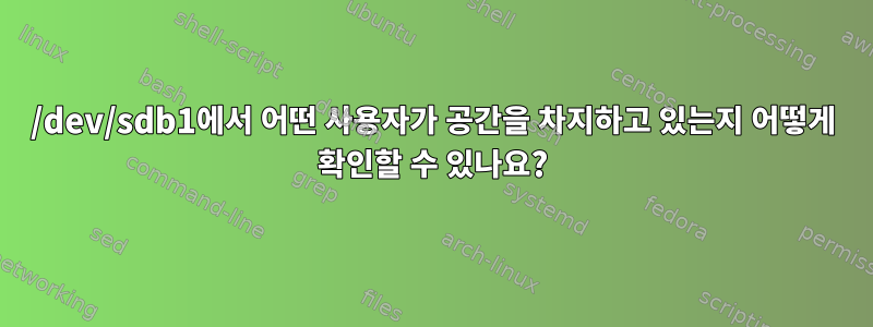 /dev/sdb1에서 어떤 사용자가 공간을 차지하고 있는지 어떻게 확인할 수 있나요?