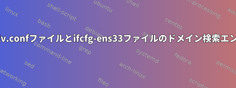 resolv.confファイルとifcfg-ens33ファイルのドメイン検索エントリ