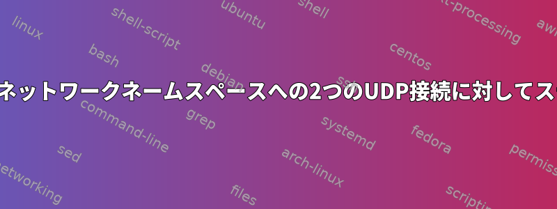 グローバルネットワークから特別なネットワークネームスペースへの2つのUDP接続に対してステートレスNATを設定する方法は？