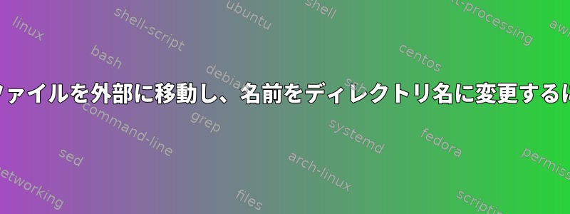 各サブディレクトリの固有ファイルを外部に移動し、名前をディレクトリ名に変更するにはどうすればよいですか？