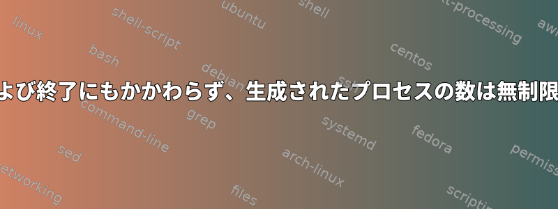 待機および終了にもかかわらず、生成されたプロセスの数は無制限です。