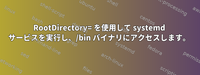 RootDirectory= を使用して systemd サービスを実行し、/bin バイナリにアクセスします。