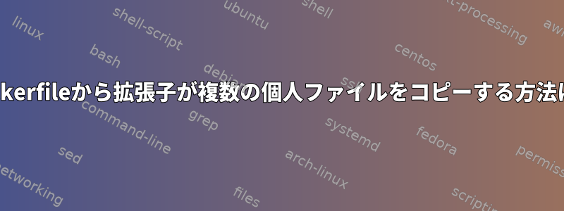 Dockerfileから拡張子が複数の個人ファイルをコピーする方法は？