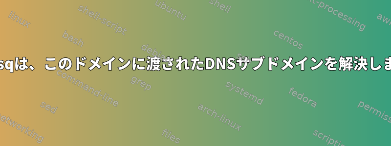 dnsmasqは、このドメインに渡されたDNSサブドメインを解決しません。