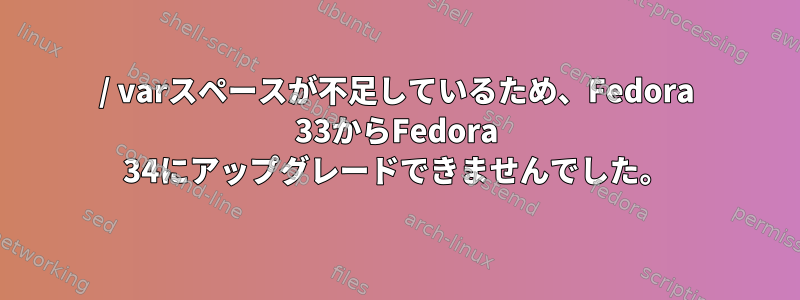 / varスペースが不足しているため、Fedora 33からFedora 34にアップグレードできませんでした。