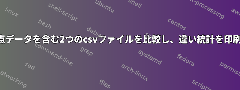 浮動小数点データを含む2つのcsvファイルを比較し、違い統計を印刷します。