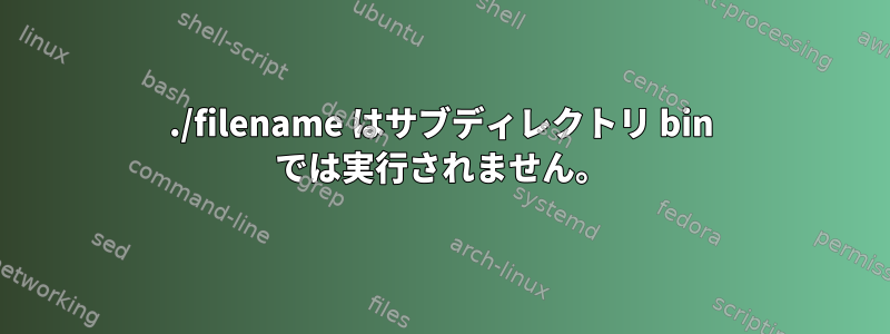 ./filename はサブディレクトリ bin では実行されません。