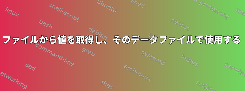 ファイルから値を取得し、そのデータファイルで使用する