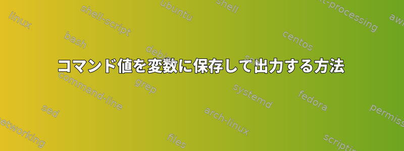 コマンド値を変数に保存して出力する方法