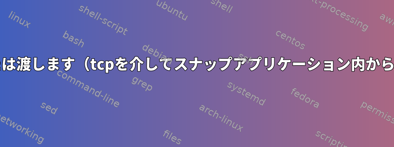 スナップアプリケーションに環境変数を設定または渡します（tcpを介してスナップアプリケーション内から別のコンピュータのpulseaudioサーバーに）。