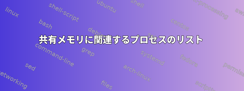 共有メモリに関連するプロセスのリスト