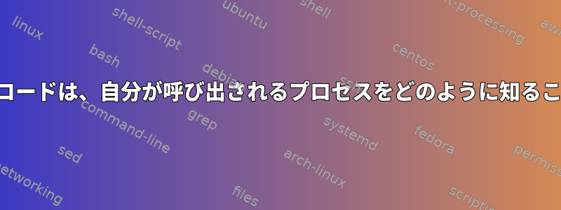 動的ライブラリのコードは、自分が呼び出されるプロセスをどのように知ることができますか？