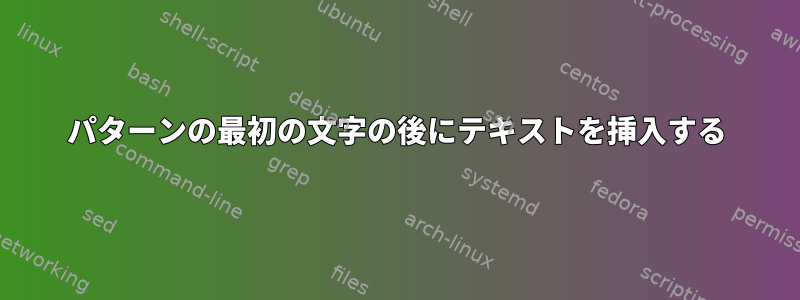 パターンの最初の文字の後にテキストを挿入する