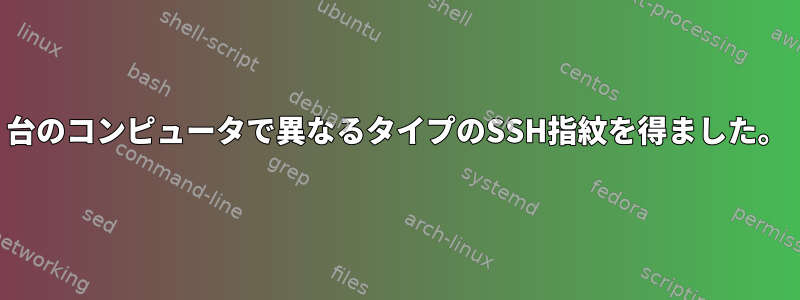 2台のコンピュータで異なるタイプのSSH指紋を得ました。