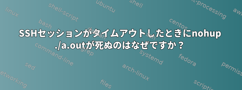 SSHセッションがタイムアウトしたときにnohup ./a.outが死ぬのはなぜですか？