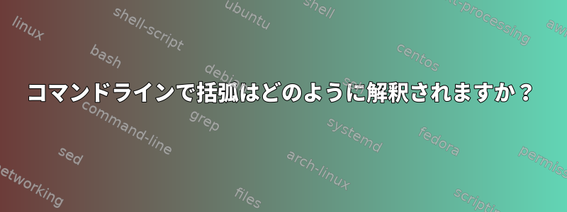 コマンドラインで括弧はどのように解釈されますか？