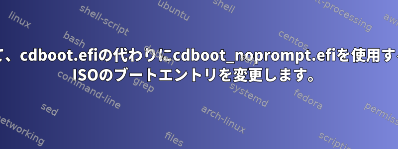 mkisofsを使用して、cdboot.efiの代わりにcdboot_noprompt.efiを使用するようにWindows ISOのブートエントリを変更します。