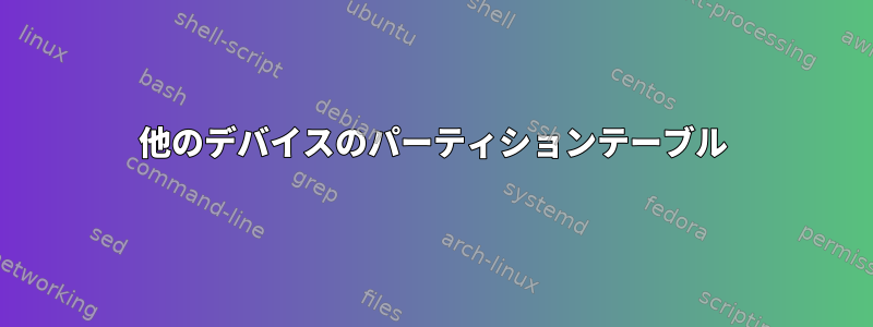 他のデバイスのパーティションテーブル