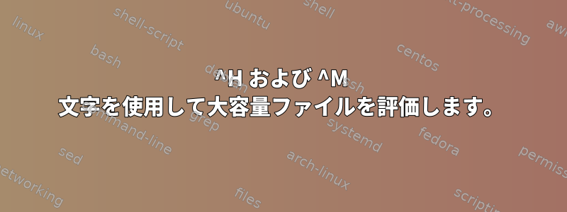 ^H および ^M 文字を使用して大容量ファイルを評価します。