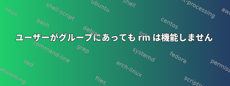 ユーザーがグループにあっても rm は機能しません