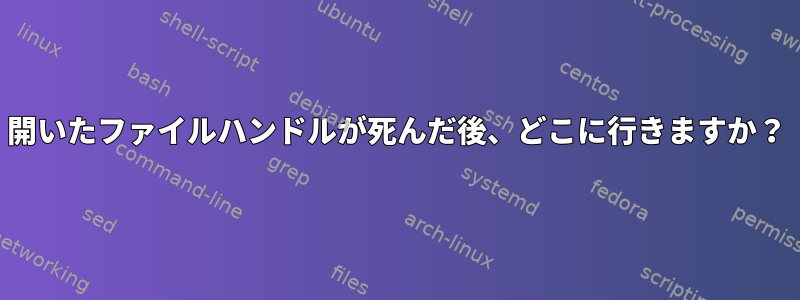 開いたファイルハンドルが死んだ後、どこに行きますか？