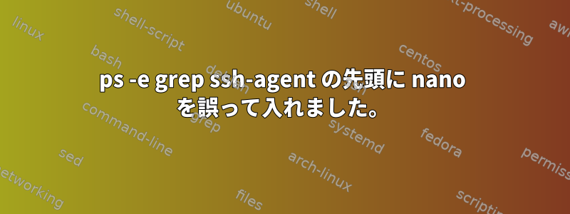 ps -e grep ssh-agent の先頭に nano を誤って入れました。