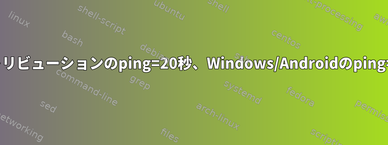 Linuxディストリビューションのping=20秒、Windows/Androidのping=即時。なぜ？