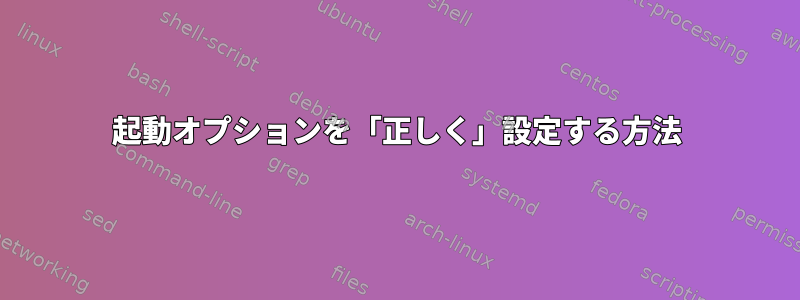 起動オプションを「正しく」設定する方法