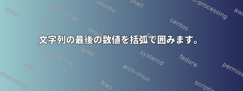 文字列の最後の数値を括弧で囲みます。