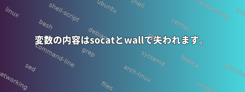 変数の内容はsocatとwallで失われます。