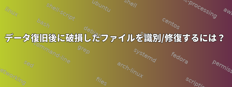 データ復旧後に破損したファイルを識別/修復するには？