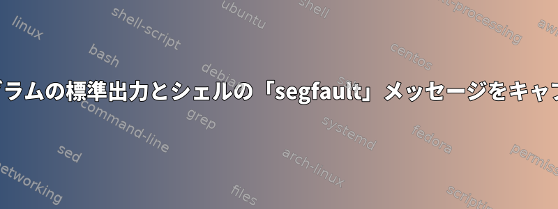 競合するプログラムの標準出力とシェルの「segfault」メッセージをキャプチャします。